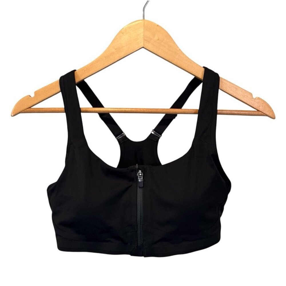 Athleta Women Sports Bra Front Zip Padded Athleisure Yoga Exercise Small Black
